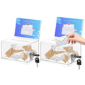 Kyodoled Clear Donation Box For Fundraising, Suggestion Box With Lock And Key, Raffle Box For Tickets With Sign Holder, Tip Jar