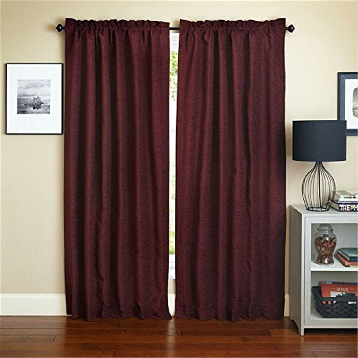 Blazing Needles Reversible Rod Pocket Room-Darkening Jacquard Chenille Curtain Panels, 108&quot; by 52&quot;, Manhattan 2 Count