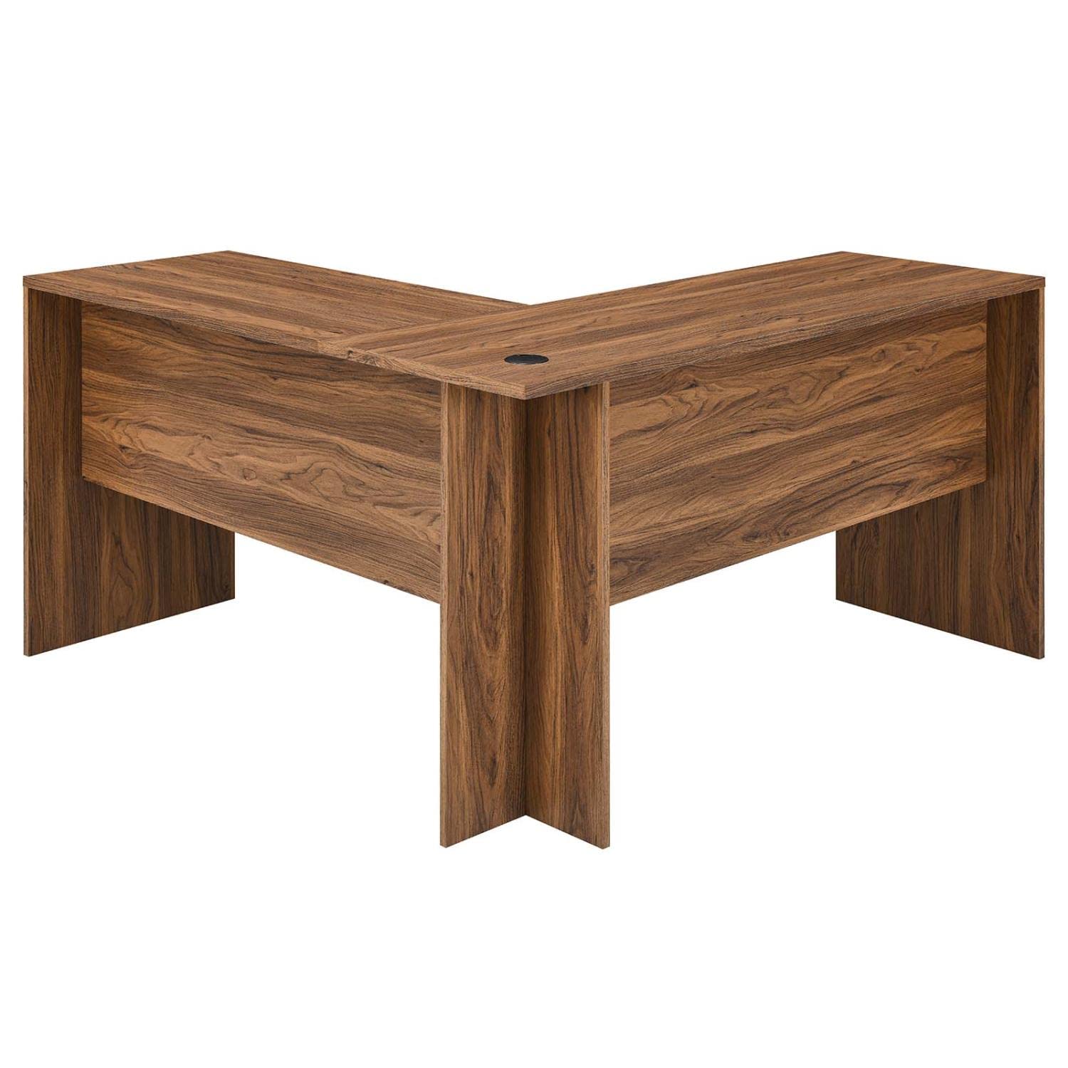 Modway Venture Modern Mdf Wood L-Shaped Office Desk In Walnut