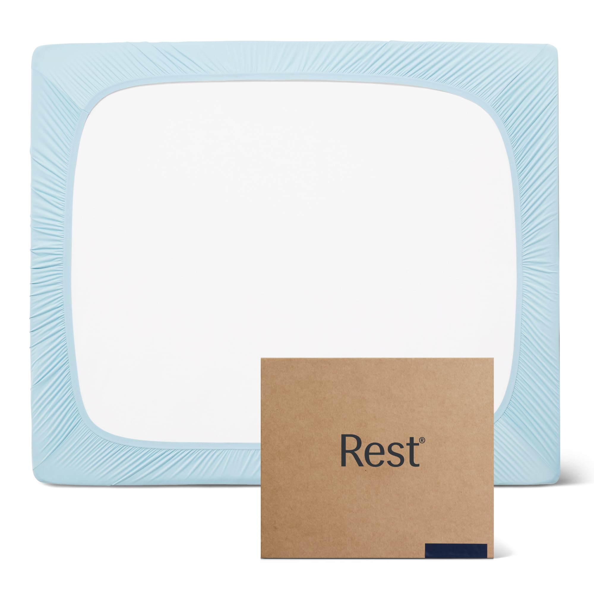 Rest® Evercool®+ Fitted Sheet, Queen Size, Light Blue, 15' Deep (Up To 18’’), Breathable Bedding For Hot Sleeper And Night Sweats, Bed Sheet With Ionic+ Self-Cleaning Silver Yarn For Sensitive Skin