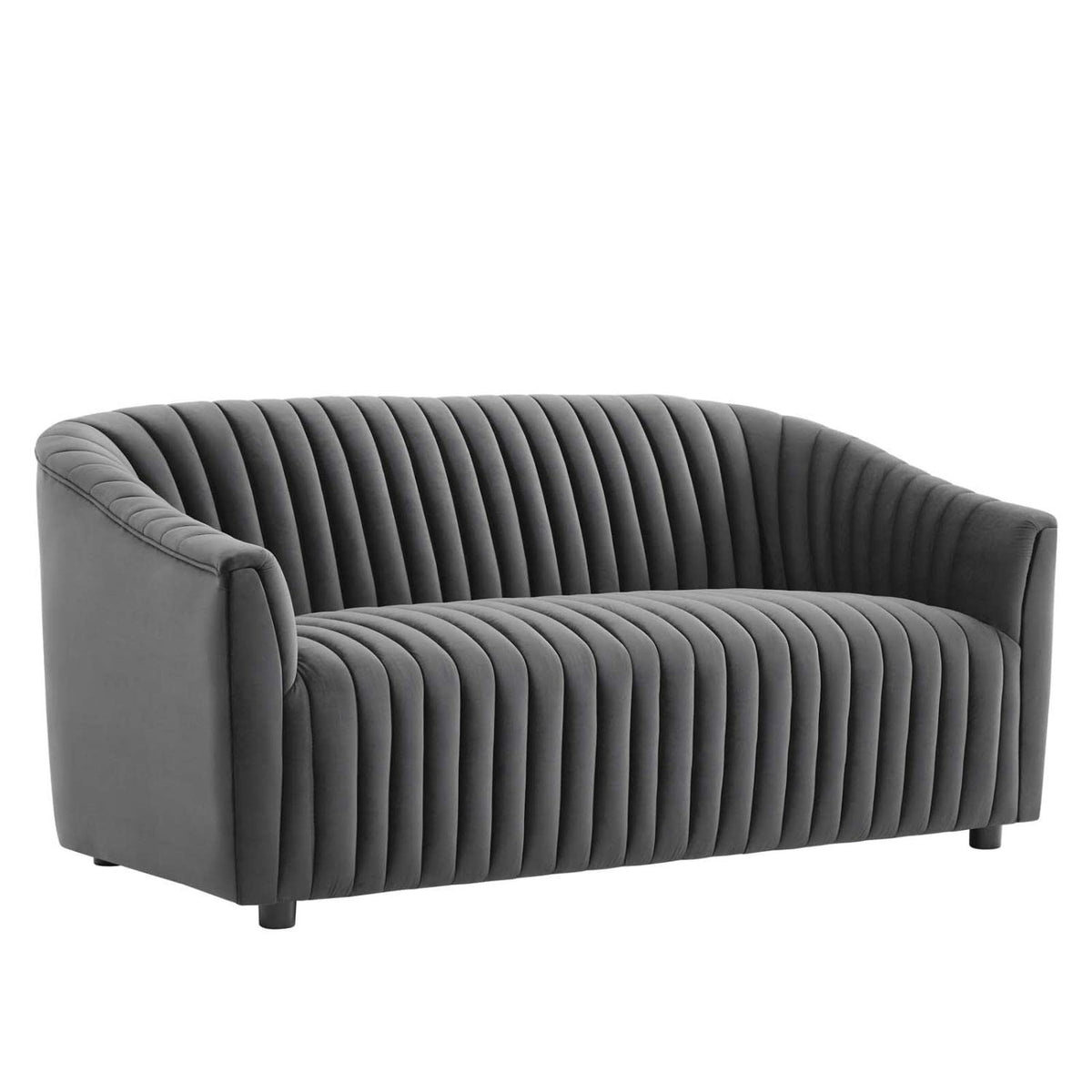 Modway Announce Modern Performance Velvet Channel Tufted Loveseat In Charcoal