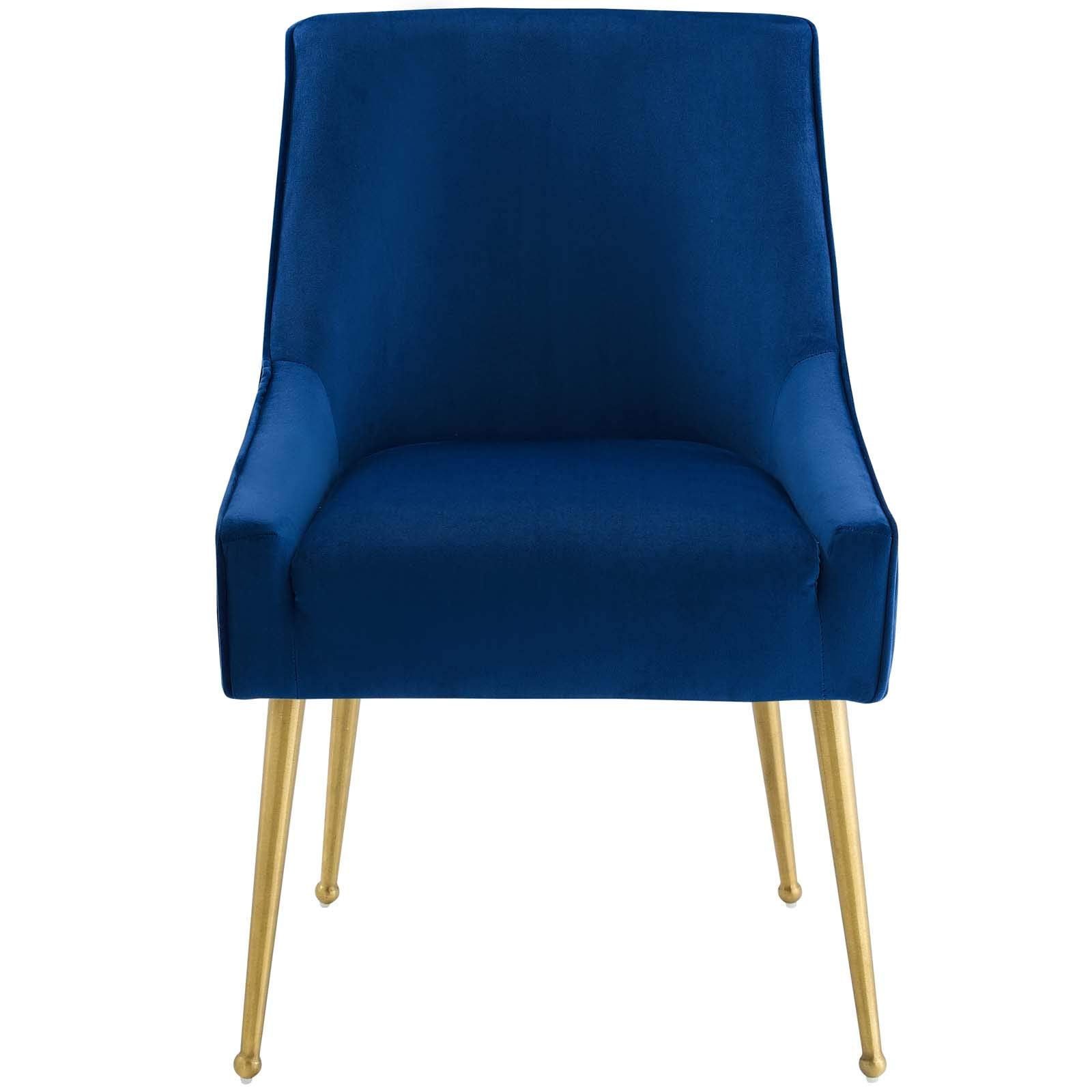 Modway Discern Pleated Back Upholstered Performance Velvet Dining Chair, Navy