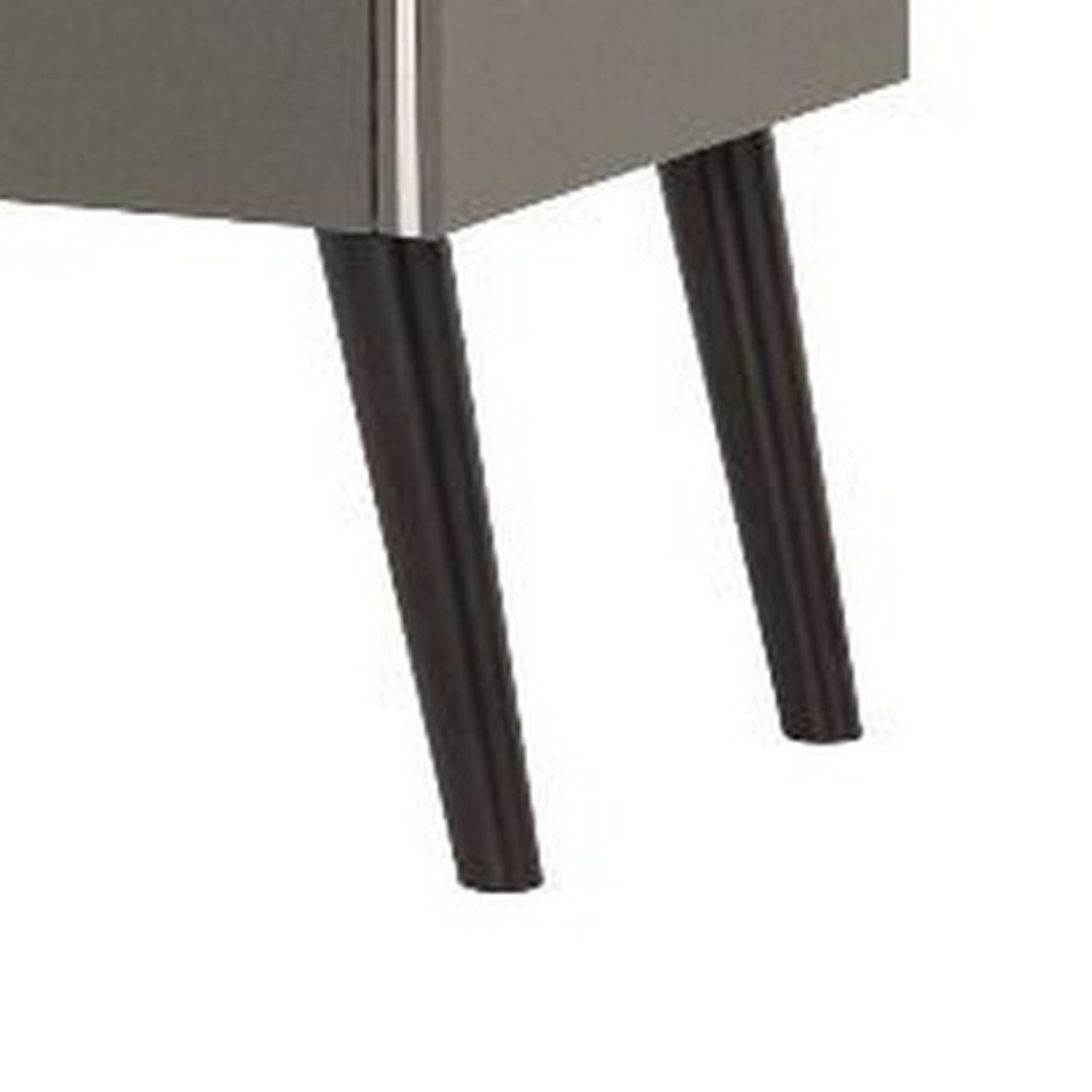 Benjara Curved Edge 1 Drawer Nightstand with Chrome Trim, Gray and Brown