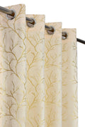 Soulful Creations Shimmer Heavy Foil Print Room Darkening Velvet Curtain for Home and Offices. (5feet (Pack of 2), Cream), Grom