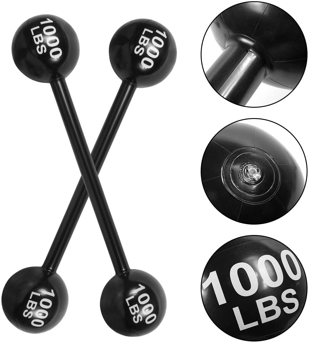 2 Pcs Giant Inflatable Dumbbell Barbell - Carnival Circus Birthday/Halloween Party Decorations Supplies Fake Weights Cosplay Pro