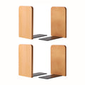 Muso Wood Book Ends for Shelves, Non-Slip Bookends, Heavy Duty Wooden Bookend Support for Books and Movies (Beech 2 Pairs)