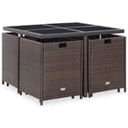 9 Piece Outdoor Dining Set with Cushions Poly Rattan Brown