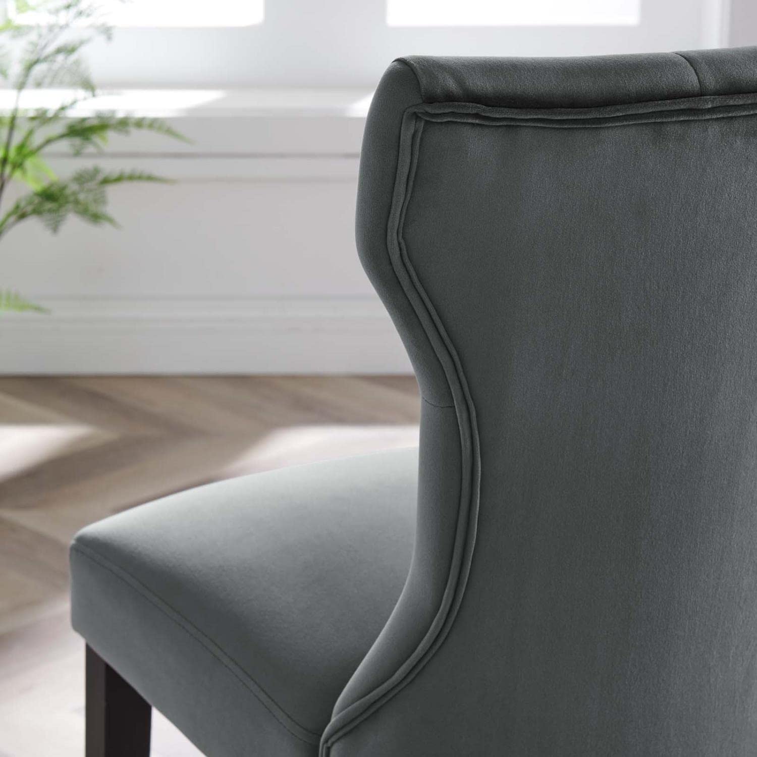 Modway Silhouette Velvet Set Of 2 Dining Chairs With Gray Finish Eei-5014-Gry