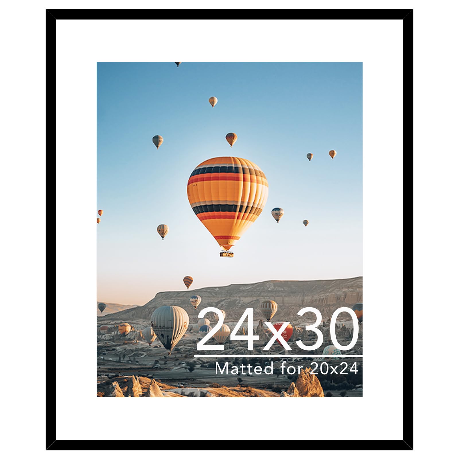 JCJMY 24x30 Picture Frame with 20x24 Mat, Display Photo 20x24 with Mat or 24 x 30 Without Mat, Wall Hanging Large 24 by 30 Poste