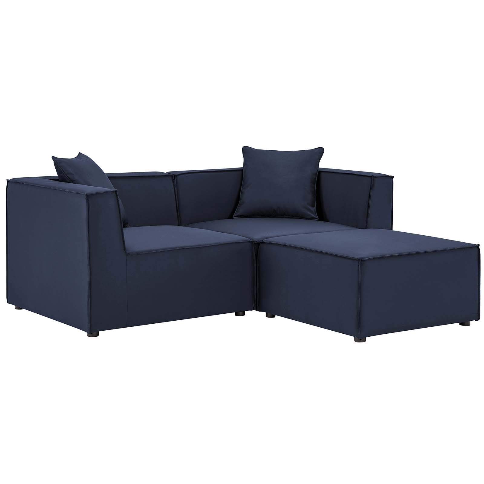 Modway Eei-4378-Nav Saybrook Patio Upholstered Loveseat And Ottoman Set In Navy