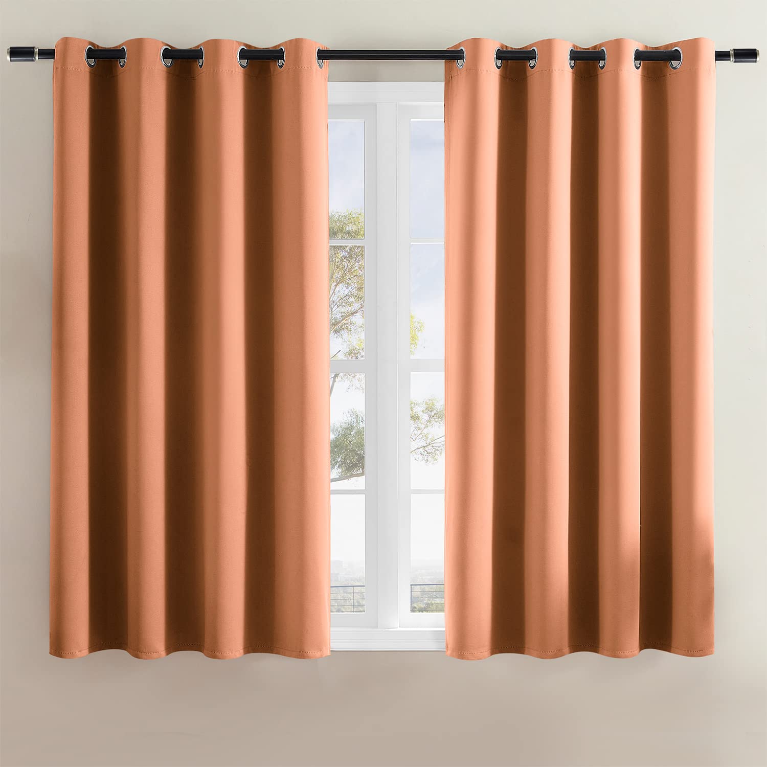 Rutterllow Blackout Curtains For Bedroom, Room Darkening Window Drapes 2 Panels For Living Room, Grommet Top (52W X 45L Inch, Or