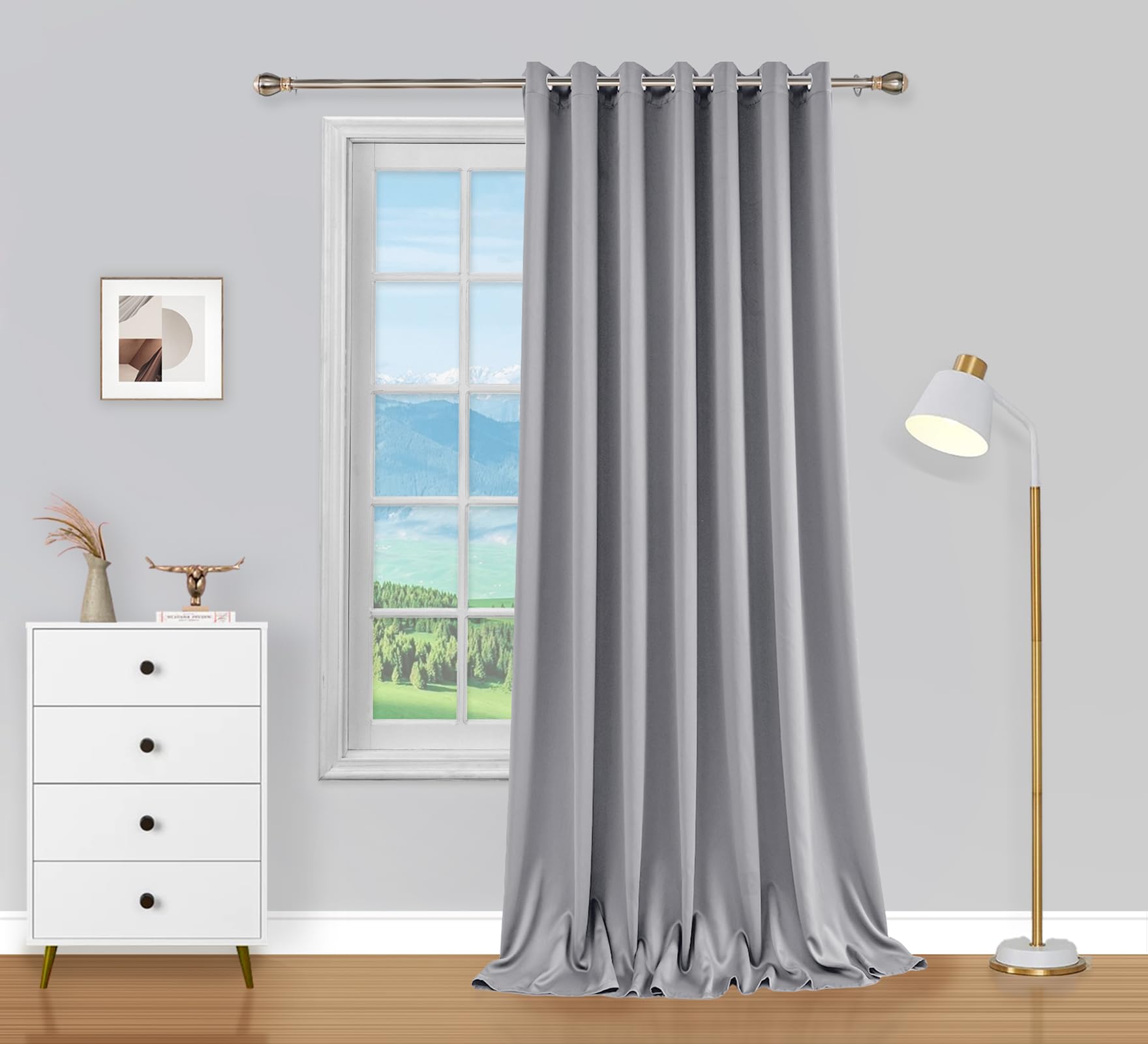 Pi Blackout Door Curtains Extra Long,Grommet Privacy Room Divider Sliding Door Curtains Thermal Insulated Window Treatment For Living Room/Bedroom/French Door/Glassdoor(Light Grey, W100Xl120)