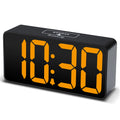 DreamSky Compact Digital Alarm Clock with USB Port for Charging, 0-100% Brightness Dimmer, Orange Bold Digit Display, 12/24Hr, S