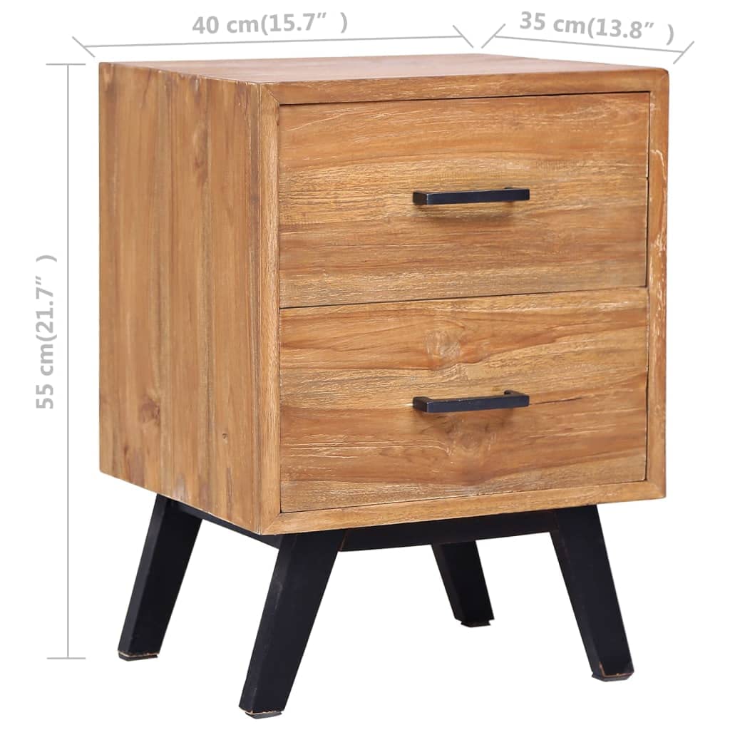 vidaXL Solid Teak Wood Bedside Cabinet Bedside Table Nightstand Storage Wooden Bedroom Living Room Home Furniture Interior Telephone Stand