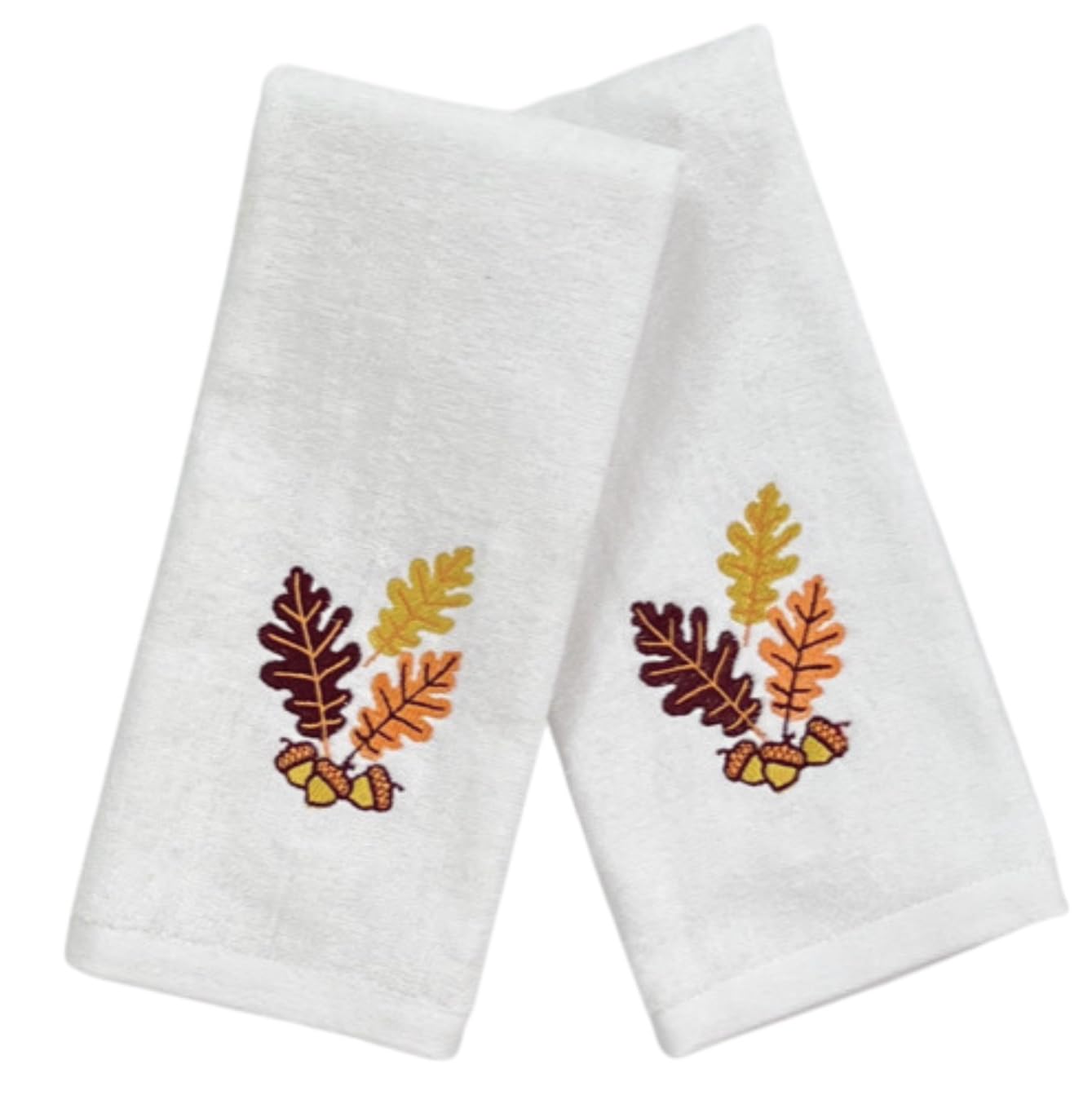 Serafina Home Fall Hand Bath Towels Bathroom Decor Farmhouse: Ivory Cotton Towels with Acorn Leaves Hand Towel, 2 Piece Set