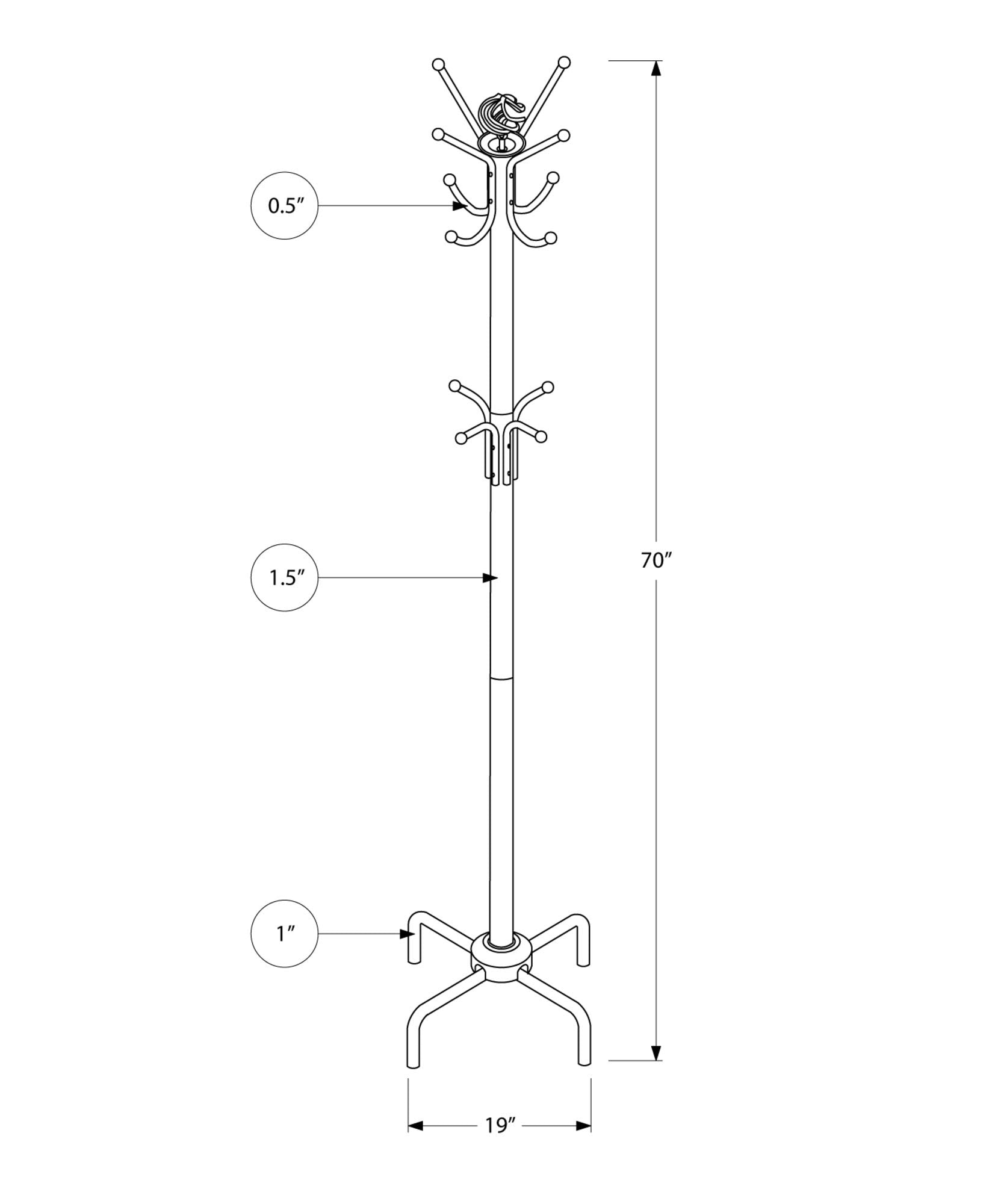 HomeRoots Decor 19-inch x 19-inch x 70-inch White, Metal - Coat Rack