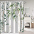 Ruelvth Green Bamboo Shower Curtain, Watercolor Green Leaves Shower Curtain for Bathroom Waterproof Fabric Spring Botanical Show