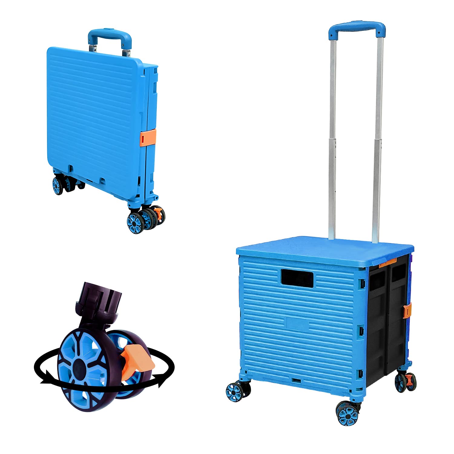 FELICON SELORSS Foldable Utility Cart Folding Portable Rolling Crate H ...