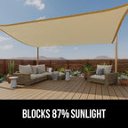 Gorilla Grip Heavy Duty Sun Shade, Uv Protection Fade Tear And Rust Resistant Rectangle Sunshade Canopy, Curved Edges Blocks Sunlight, Breathable Sail, Outdoor Patio, Lawn Garden 10X13 Ft Sand