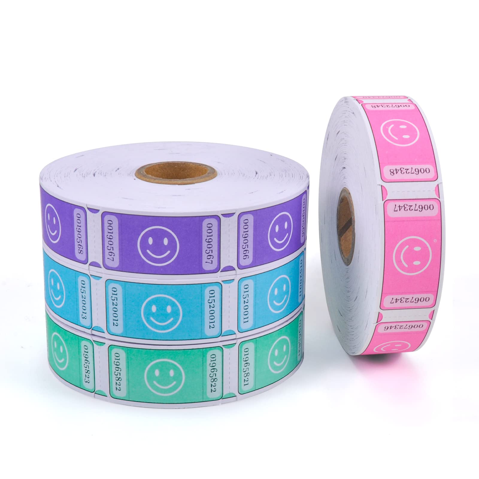 L Liked 4000 Assorted Raffle Tickets Each Tickets Size 1X2 Inch,1000 Tickets Per Roll, 4 Rolls Smile Single Raffle Tickets Rolls