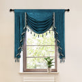 Elkca Thick Chenille Window Curtains Valance For Living Room Peacock Blue Waterfall Valance For Bedroom,Rod Pocket(W39,1 Panel)