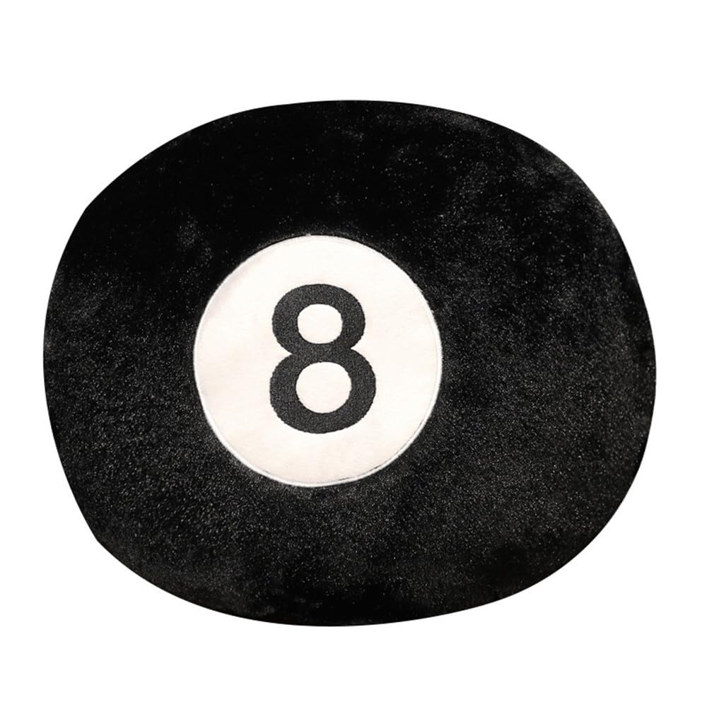 Natureman Billiard Ball Throw Pillow,13.7'Simulation Black 8-Ball Cushion,Soft Sport Round Sleeping Pillow For Home Bed Sofa De