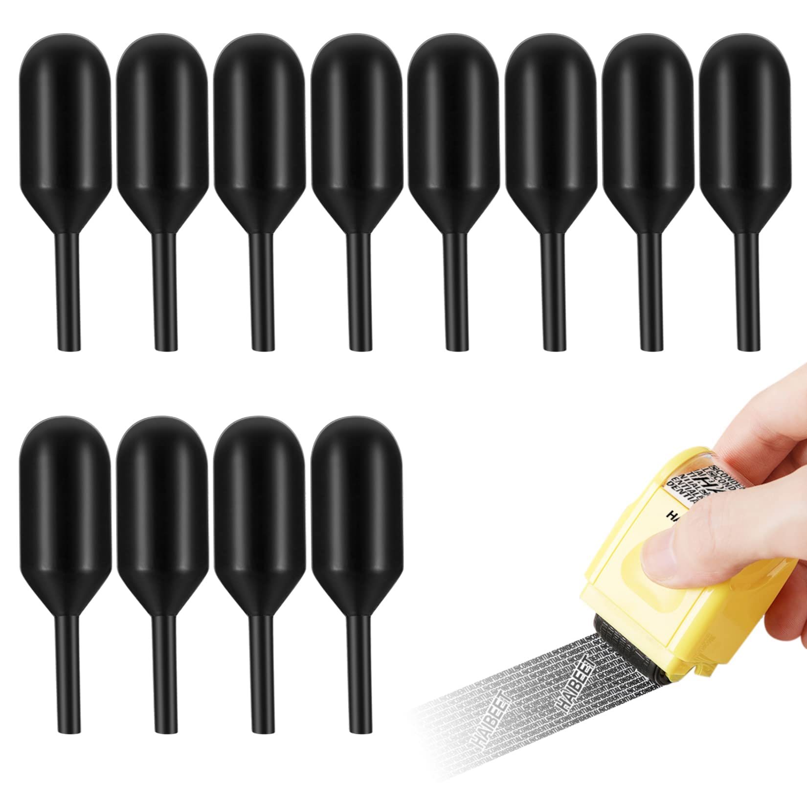 12 Pcs Ink Refills For Identity Theft Protection Roller Stamps, Black Replacement Rolling Ink Refills For Confidential Privacy S