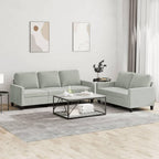 vidaXL Two-Piece Sofa Set in Light Gray Velvet - Comfortably Padded for Relaxation with Sturdy Frame Design