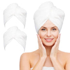 NEXCOVER Microfiber Hair Towel, 2 Pack (White Color) 9.8 inch X 25.5 inch Hair Turbans,Ultra Absorbent,Fast Drying Hair Towel Wr