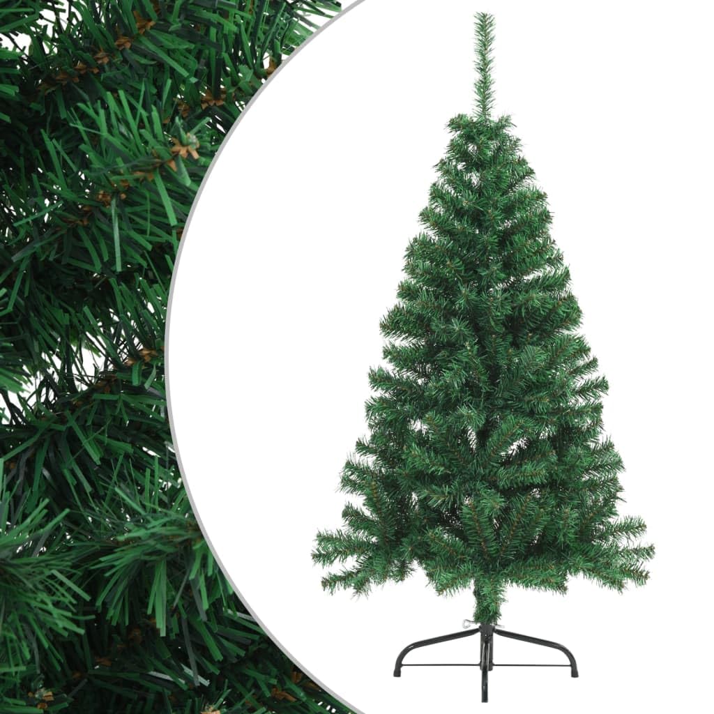 vidaXL 4-ft Green Artificial Half Christmas Tree with Stand - PVC Indoor/Outdoor Holiday Decoration - Easy Assembly, Space-Saving Design, Modern Style