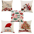 Femfairy Designer Decorative Printed Merry Christmas Characters Sofa Square Cushion Covers (Set Of 5 Pcs, Size: 16 X 16 Inch)