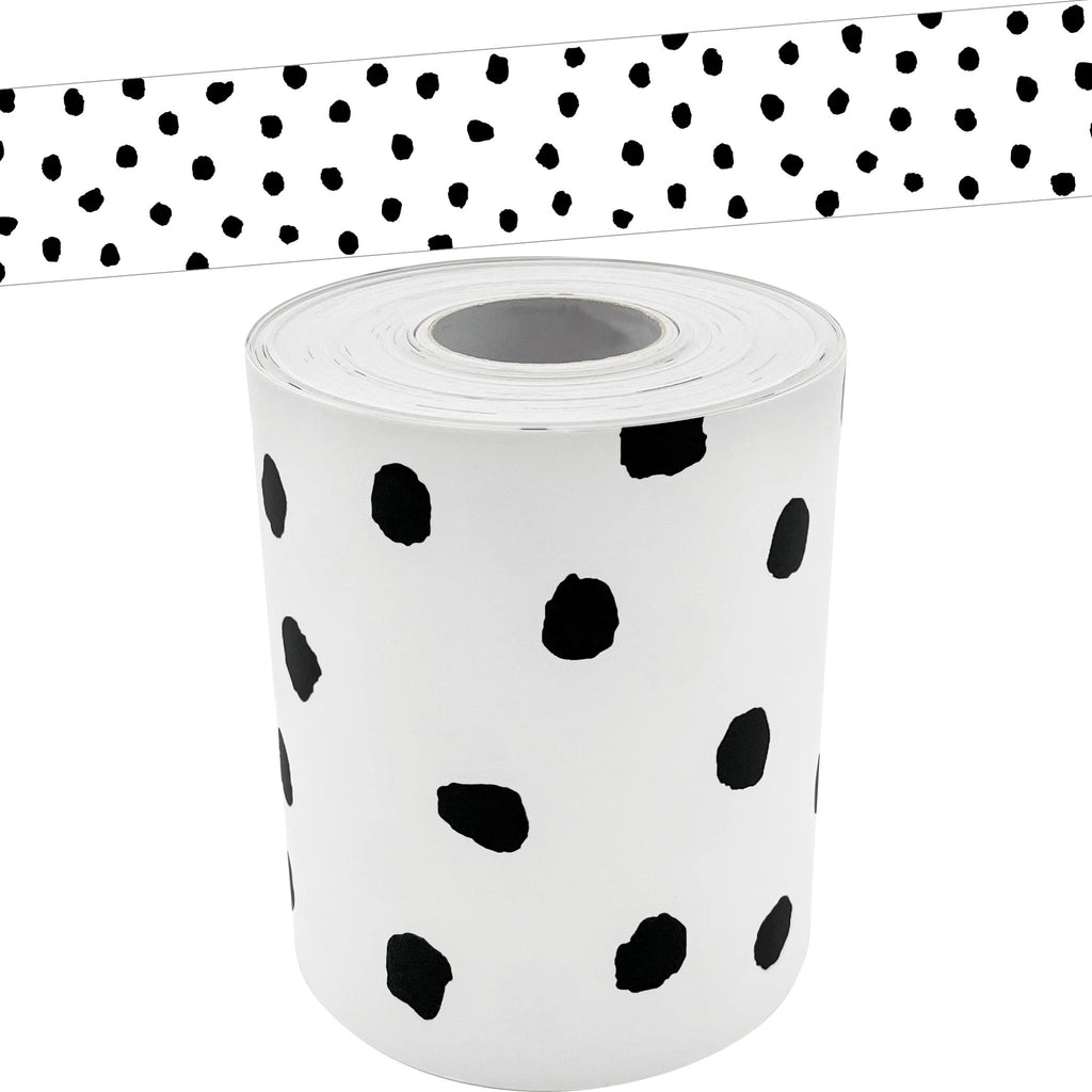 Teacher Created Resources Black Painted Dots On White Straight Rolled Border Trim (Tcr8910)