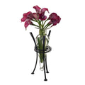 Danya B. Decorative Glass Amphora Flower Vase with a Wrap-Around Metal Wire Stand Clear Glass, Home Decor for Table Centerpiece 