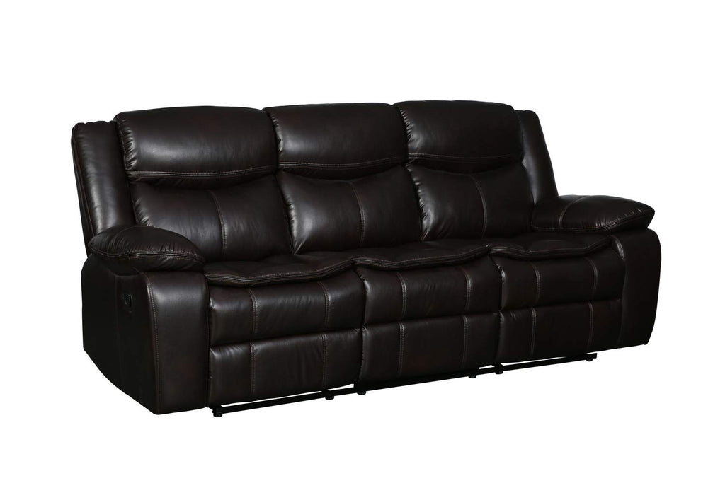 HomeRoots 86' Brown Leather Match and Black Reclining Sofa