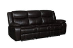 HomeRoots 86' Brown Leather Match and Black Reclining Sofa