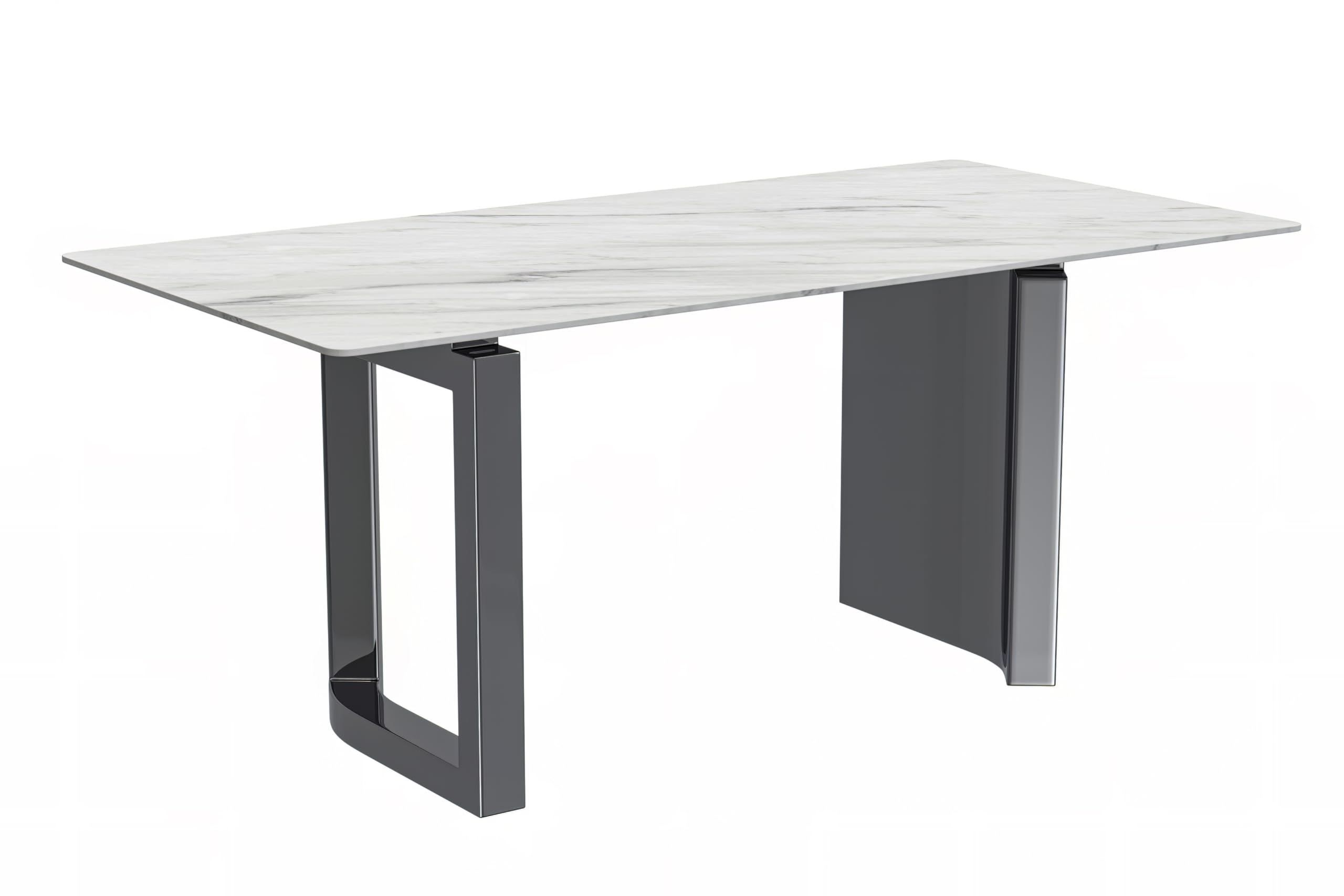 Dining Table Stainless Steel Base, With 55 White Sintered Stone Top