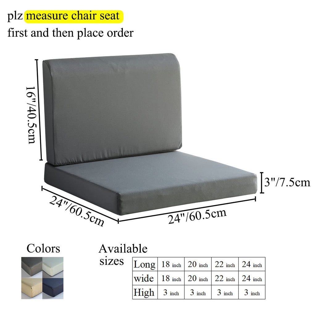 Patio Chair Cushions With Back Cushion Non Slip Bottom Waterproof Square Outdoor Chair Cushions With Ties For Garden Swing Furni