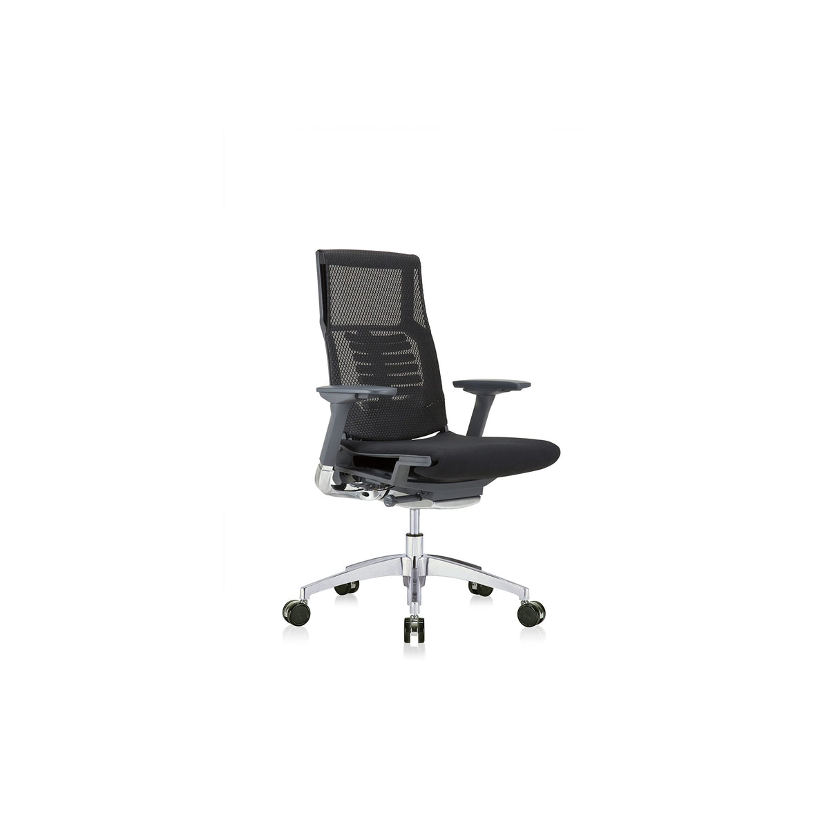 Eurotech Seating Powerfit-Charcoal Frame-Mesh Back/Fabric Seat Desk Chair, Black