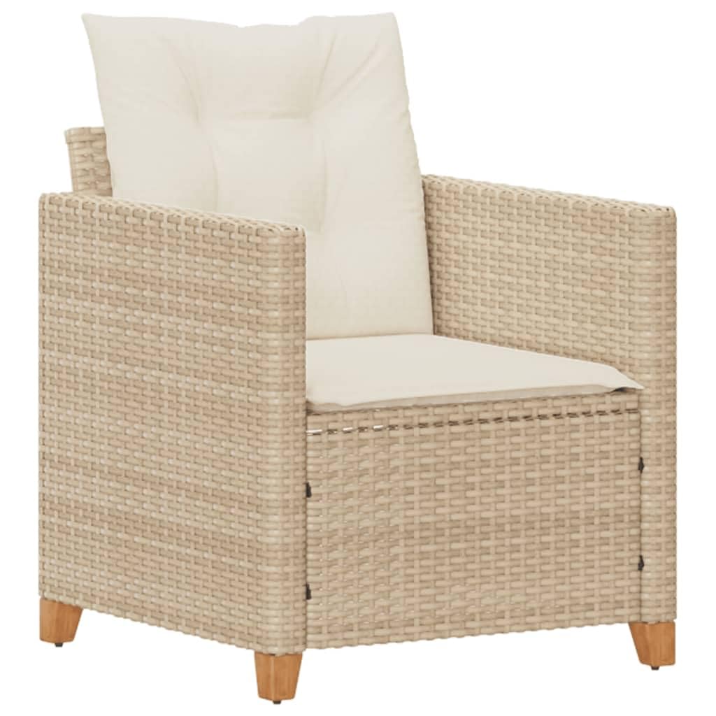 vidaXL Garden chair with cushions poly rattan beige