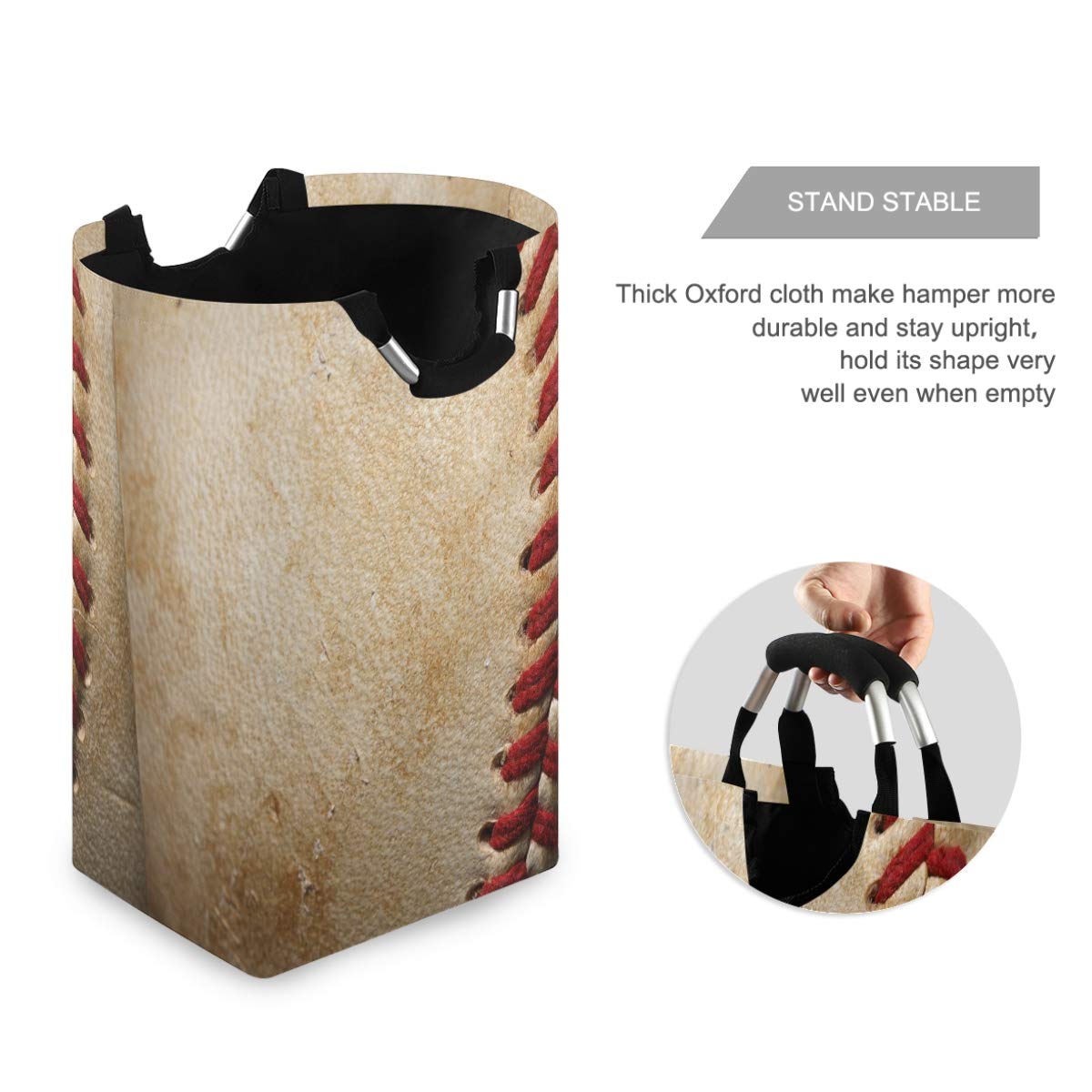 Alaza Vintage Baseball Ball Sport Laundry Basket Hamper Large Storage Bin With Handles For Gift Baskets, Bedroom, Clothes