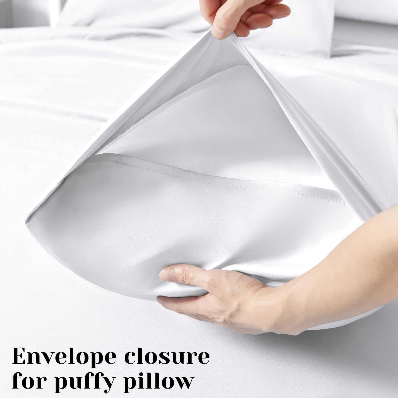 Bysure Hotel Luxury Bed Sheets Set 6 Piece(King, White) - Super Soft 1800 Thread Count 100% Microfiber Sheets With Deep Pockets,