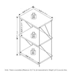 Furinno Besi 3-Tier Industrial Multipurpose Shelf Display Rack with Metal Frame, Walnut Cove