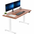 VIVO Electric 55 x 28 in Standing Desk, Memory Height Adjustment, 1B Series, Holds 220 lbs, One-Piece Dark Walnut Top, White Fra