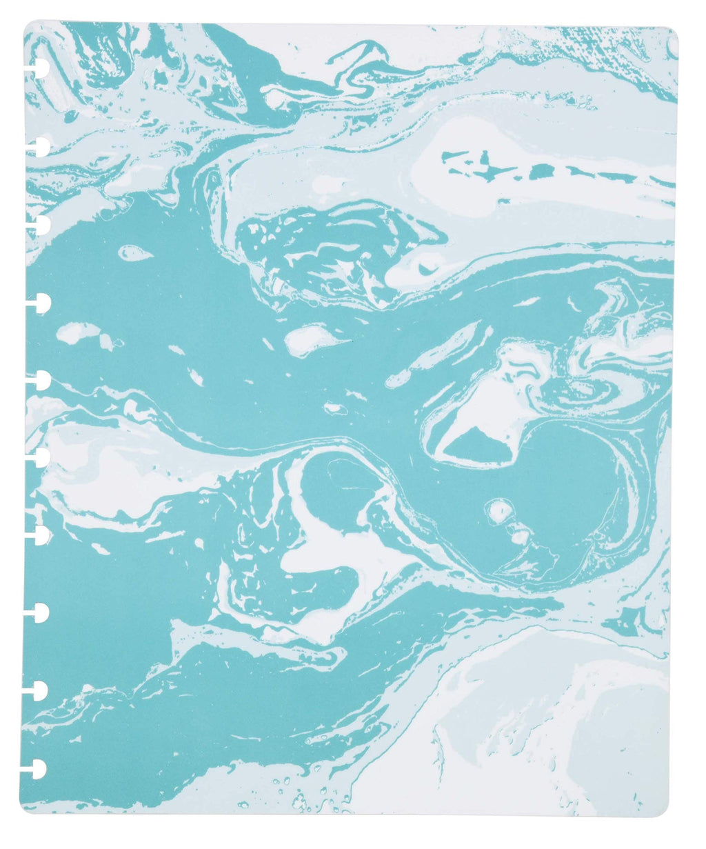Talia Discbound Notebooks, Planner, Customizable, (Ymarble Flow Turquoise W/Silver Discs, Midsize (7.5In X 9.75In))