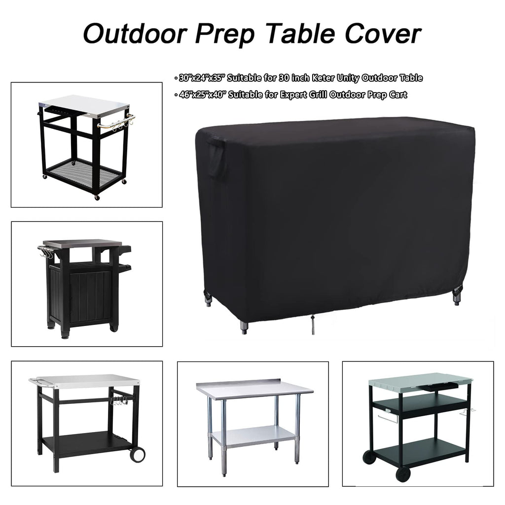 Kingling Prep Cart Cover For Expert Grill Outdoor Food Prep Cart, 46 Inch Waterproof Prep Table Cover Stainless Steel Table Cover For Patio Metal Prep Work Table - 46''L X 25''W X 40''H