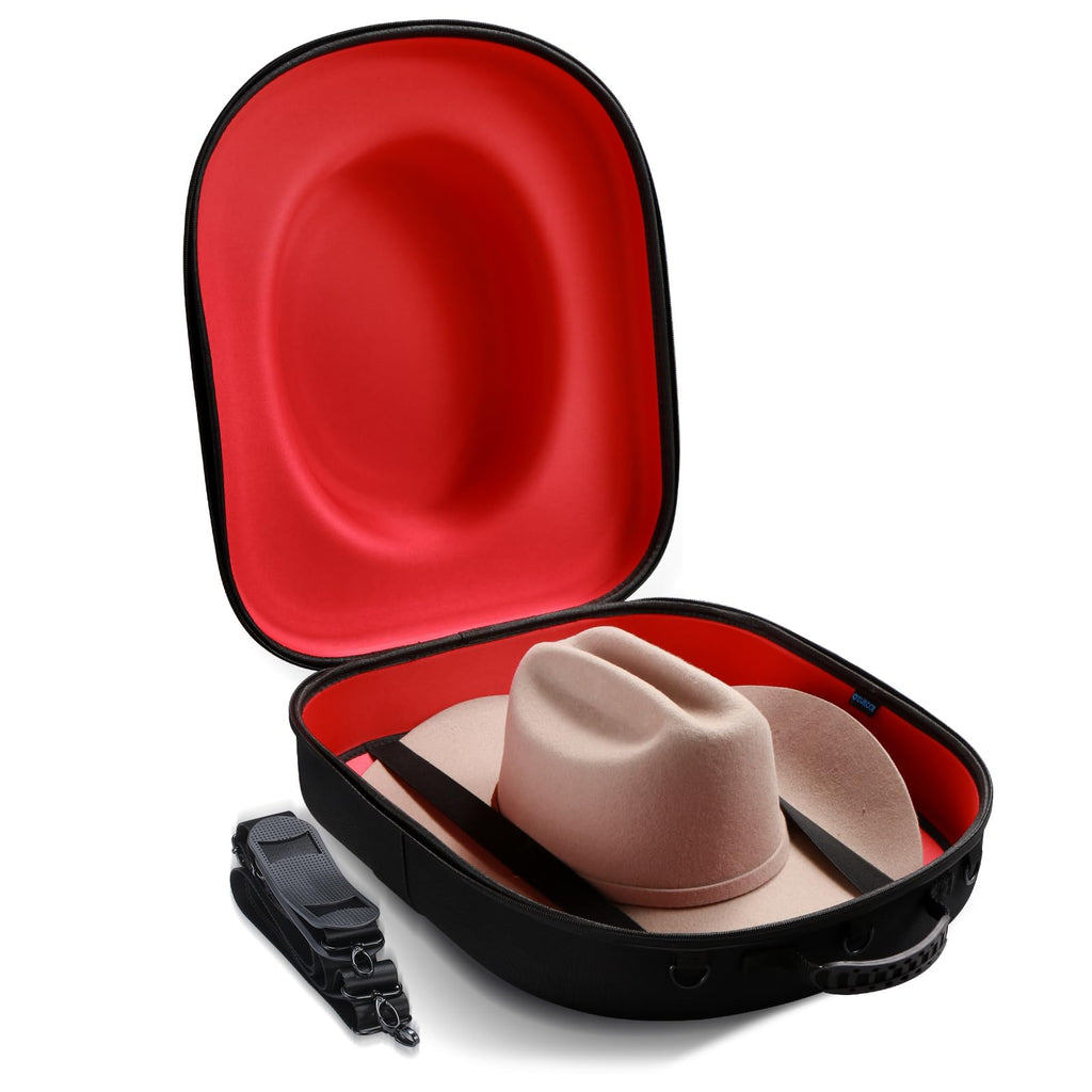 Ozueccr Cowboy Hat Holder for Travel - Crush Proof Hat Carrier Case for Travel Protects up to 2 Cowboy, Panama & Tweed Hats - Eq