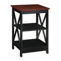 Convenience Concepts Oxford End Table 15.75" - Modern Living Room Table with Storage Shelves, Transitional Nightstand Side Table for Home Decor and Display, Cherry/Black