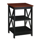 Convenience Concepts Oxford End Table 15.75" - Modern Living Room Table with Storage Shelves, Transitional Nightstand Side Table for Home Decor and Display, Cherry/Black
