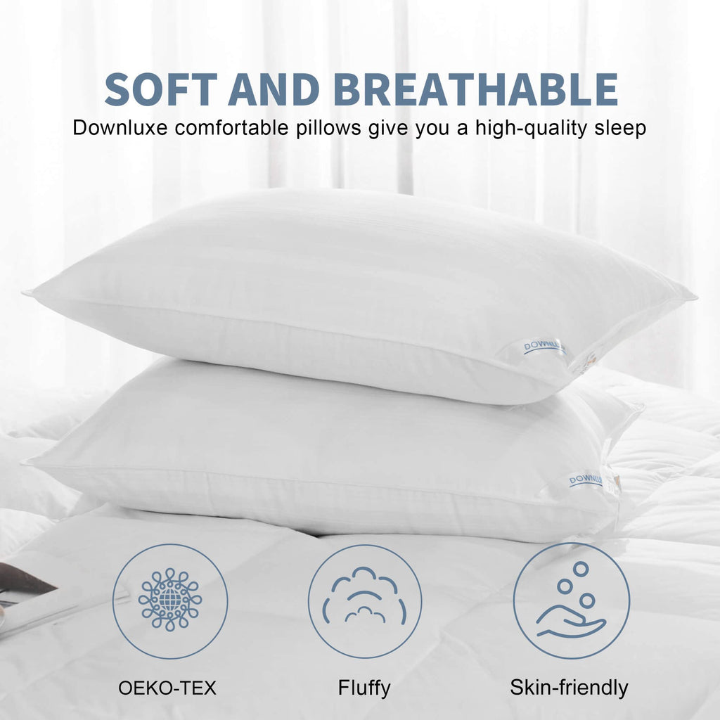 Downluxe Down Alternative Pillows King Size Set Of 2 - Hotel Collection Soft Bed Pillows For Sleeping, Perfect For Side, Back And Stomach Sleepers, 20 X 36