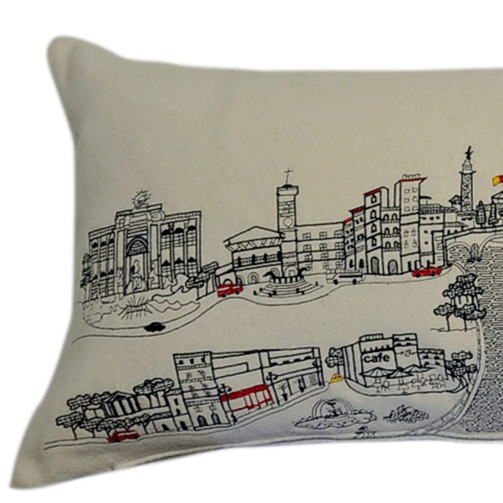 HomeRoots Cream 45' White Rome Daylight Skyline Lumbar Decorative Pillow